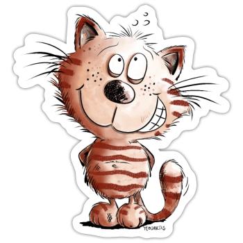 Little Naughty Cat I Cat Motif Comic Gift - Sticker size S (10 x 10 cm) - white matte - Front