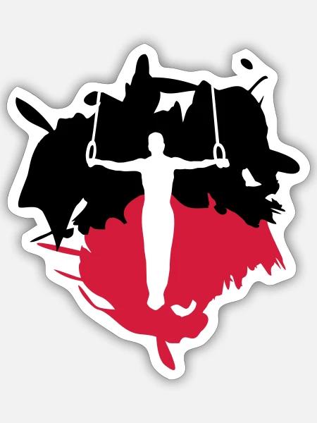 Turnen, Turner und Farb - Splash - Sticker Größe S (10 x 10 cm) - Mattweiß