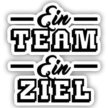 Ein Team, ein Ziel (Schriftzug) - Sticker Größe S (10 x 10 cm) - Mattweiß - Vorne