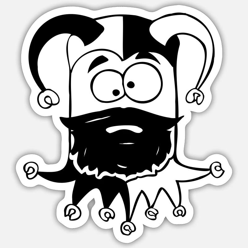 Jester squinting cube Sticker size S (10 x 10 cm)