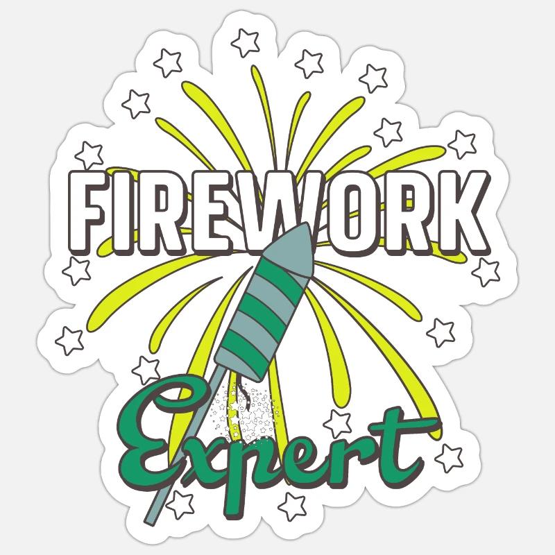 Feu d'artifice expert - Sticker taille S (10 x 10 cm) - blanc mat