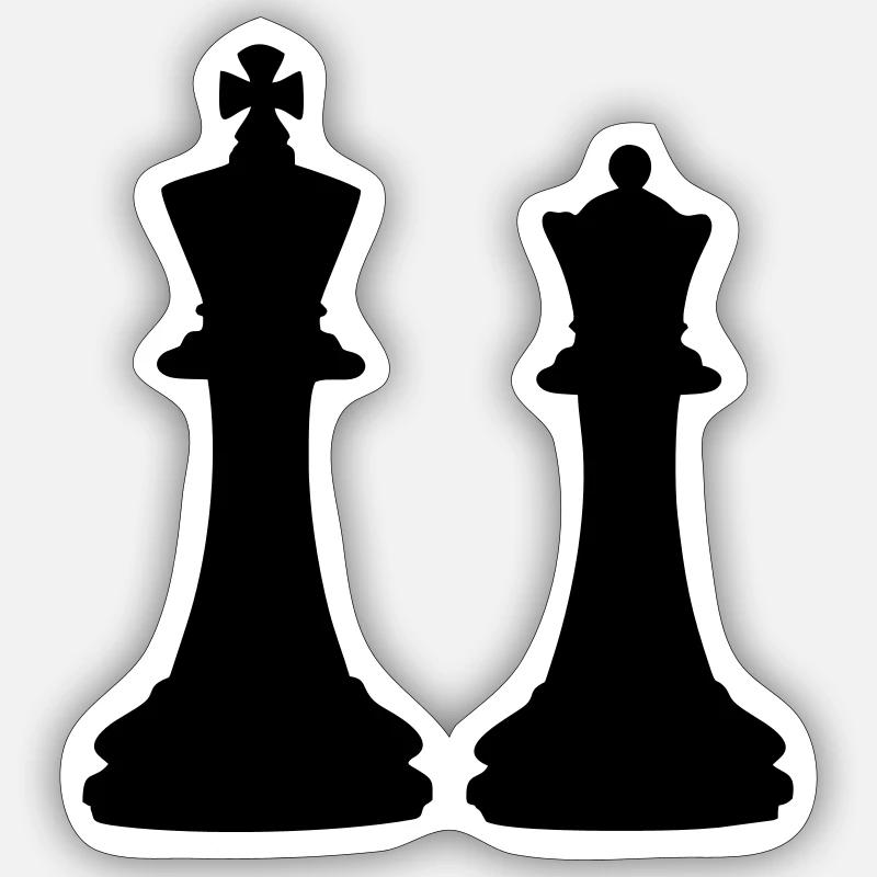 Chess King & Queen - Sticker taille S (10 x 10 cm) - blanc mat
