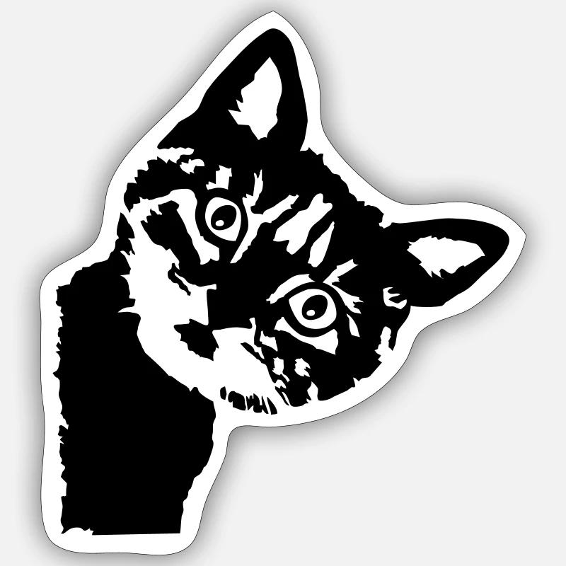 Katze, süßes Kätzchen - Sticker Größe S (10 x 10 cm) - Mattweiß