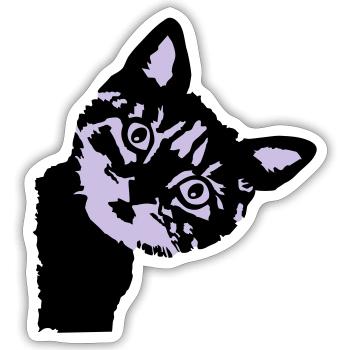 Cat, cute kitten - 2 colors - Sticker taille S (10 x 10 cm) - blanc mat - Devant