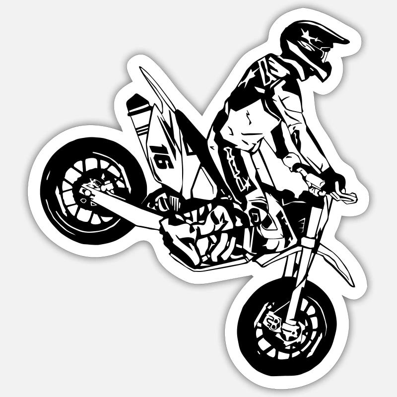 Supermoto - Sticker Größe S (10 x 10 cm) - Mattweiß