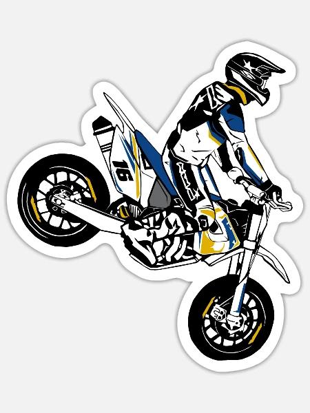 Supermoto - Sticker Größe S (10 x 10 cm) - Mattweiß