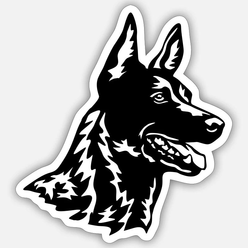 Hollandse Herder head - Sticker taille S (10 x 10 cm) - blanc mat