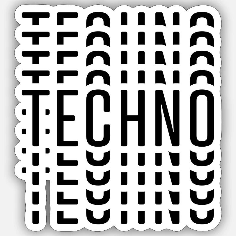 TECHNO TECHNO TECHNO Sticker Größe S (10 x 10 cm)