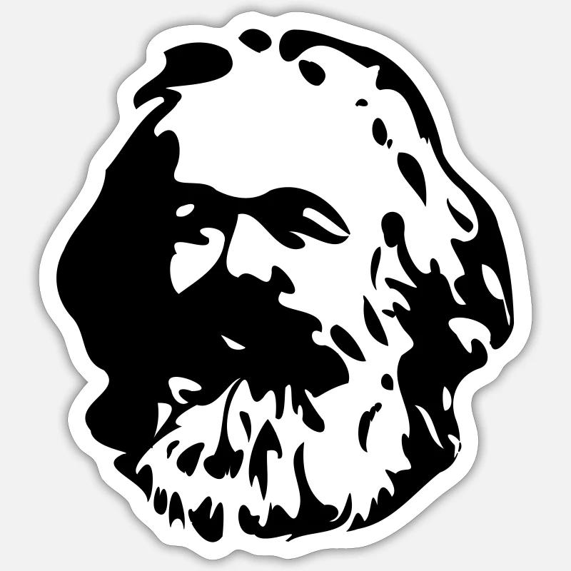 Karl Marx - Sticker taille S (10 x 10 cm) - blanc mat