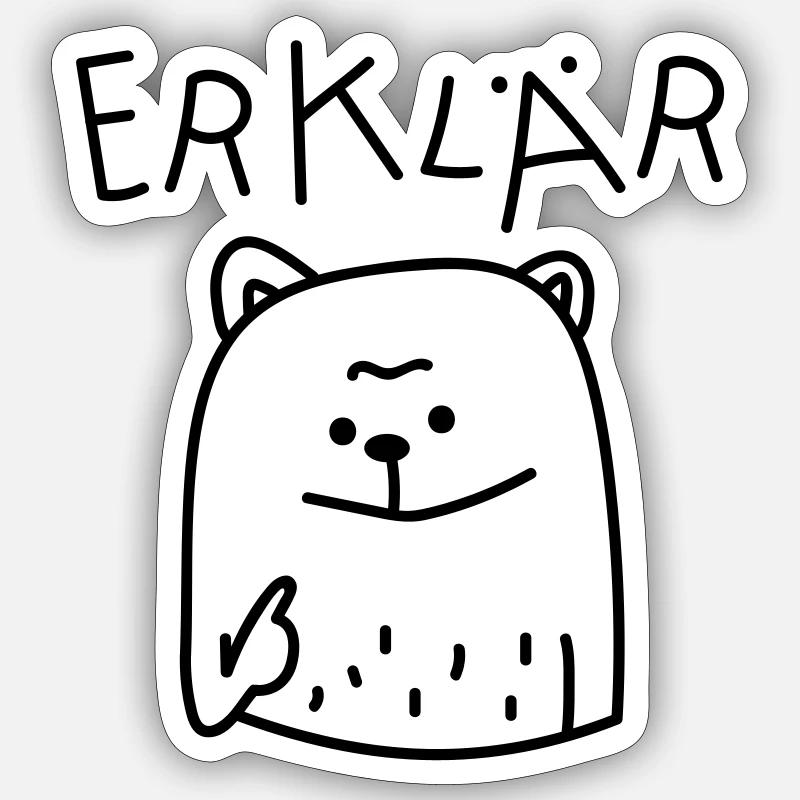 Erklär Bär - Sticker Größe S (10 x 10 cm) - Mattweiß
