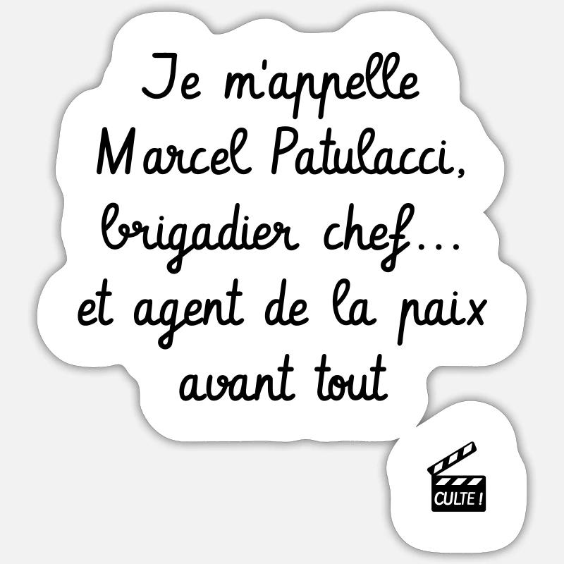 Marcel Patulacci, brigadier chef - Les Inconnus - Sticker taille S (10 x 10 cm) - blanc mat