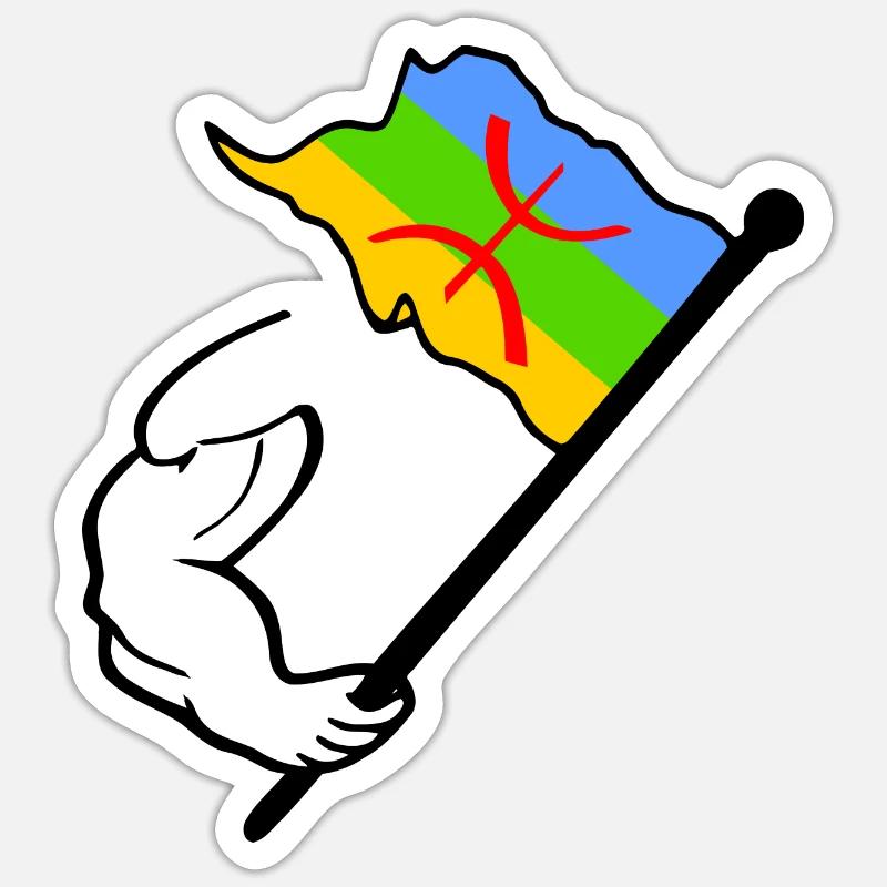 Drapeau amazigh - Sticker taille S (10 x 10 cm) - blanc mat