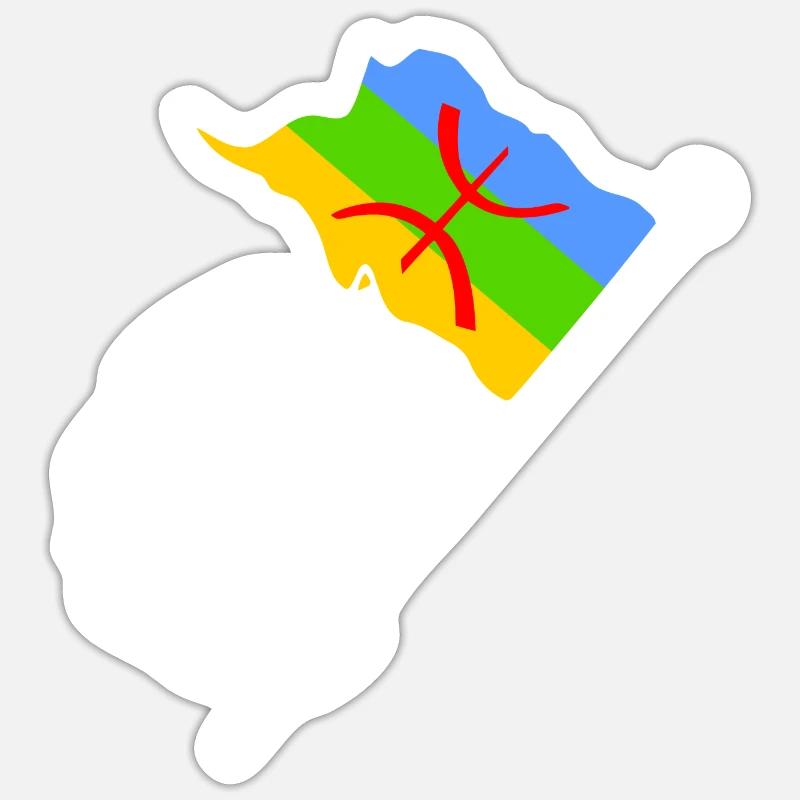 Drapeau amazigh - Sticker taille S (10 x 10 cm) - blanc mat