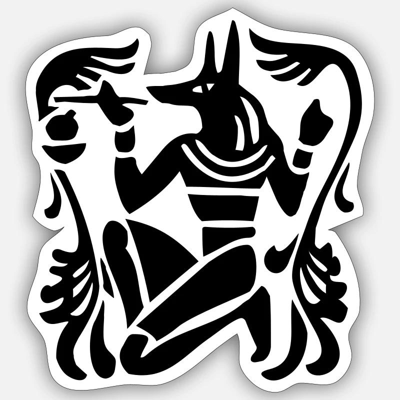 tatouage anubis egypte2 Sticker taille S (10 x 10 cm)