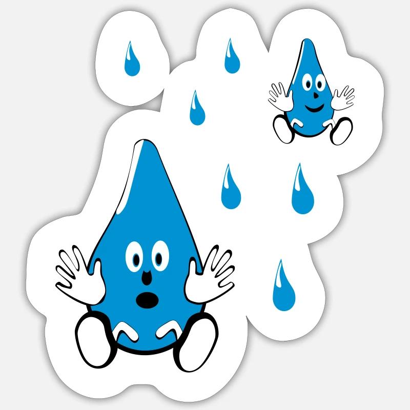 Kleine Wassertropfen Freunde - Sticker Größe S (10 x 10 cm) - Mattweiß