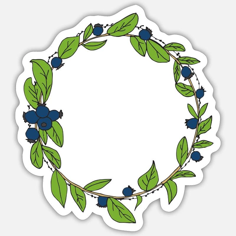 couronne de bleuets - Sticker taille S (10 x 10 cm) - blanc mat