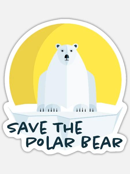 Rettet die Eisbären - Sticker Größe S (10 x 10 cm) - Mattweiß
