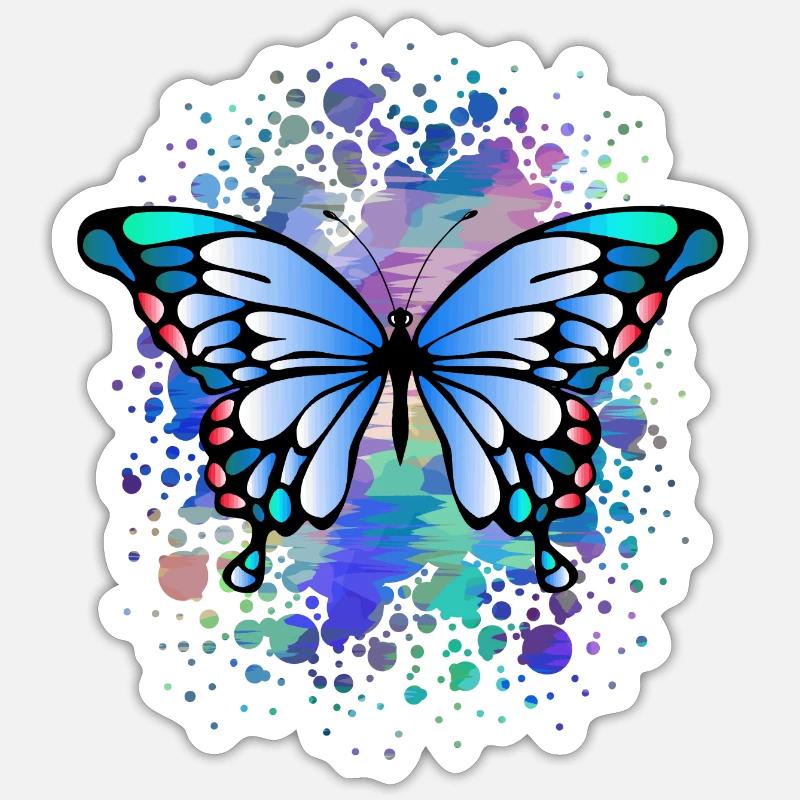 papillon - Sticker taille S (10 x 10 cm) - blanc mat