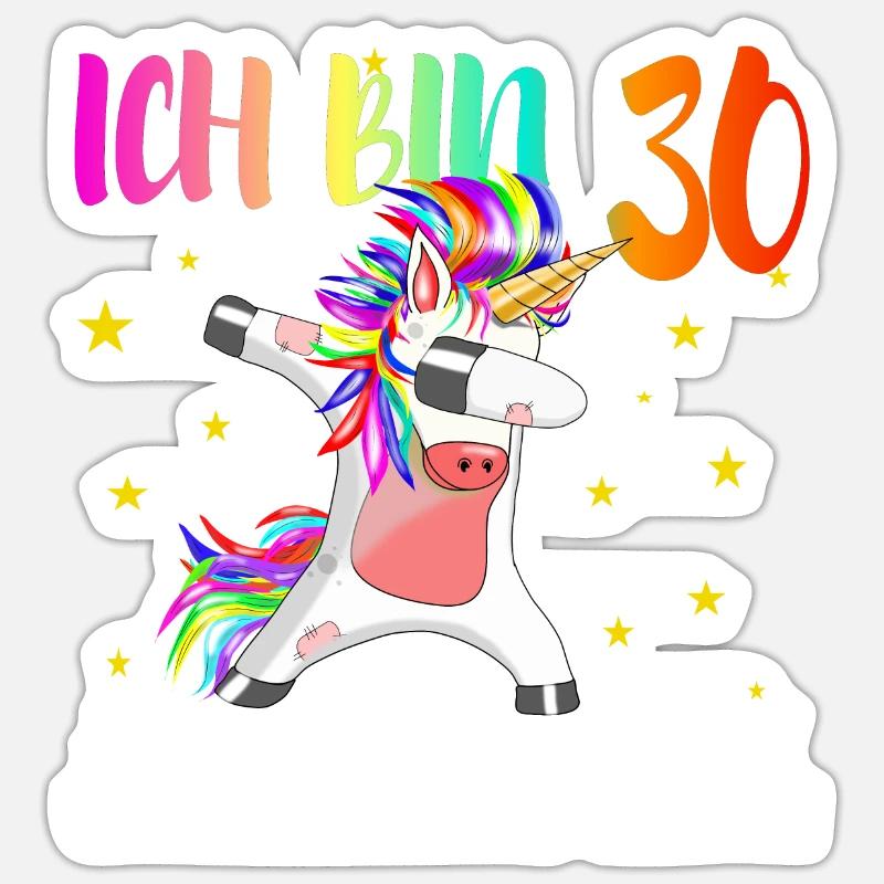 Geburtstag Geschenk cooles Einhorn Sticker Größe S (10 x 10 cm)