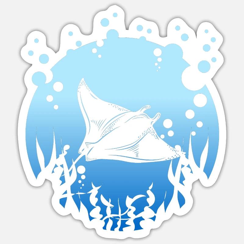 Manta rays - Sticker size S (10 x 10 cm) - white matte