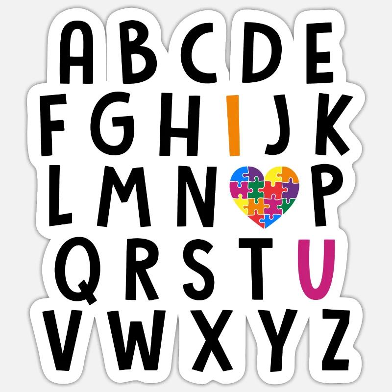 Alphabet de l'autisme - Sticker taille S (10 x 10 cm) - blanc mat