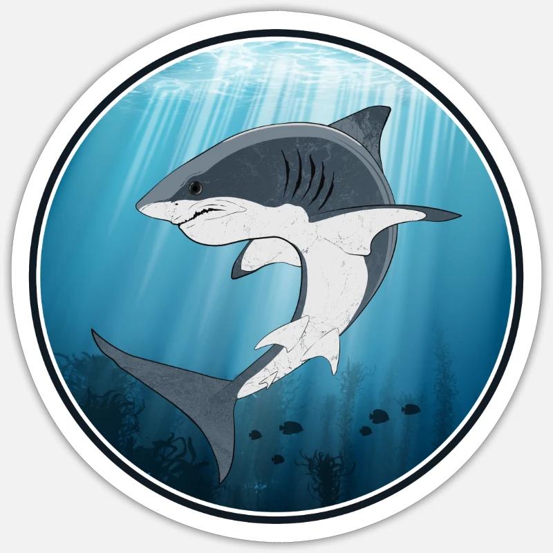 White shark - Sticker size S (10 x 10 cm) - white matte