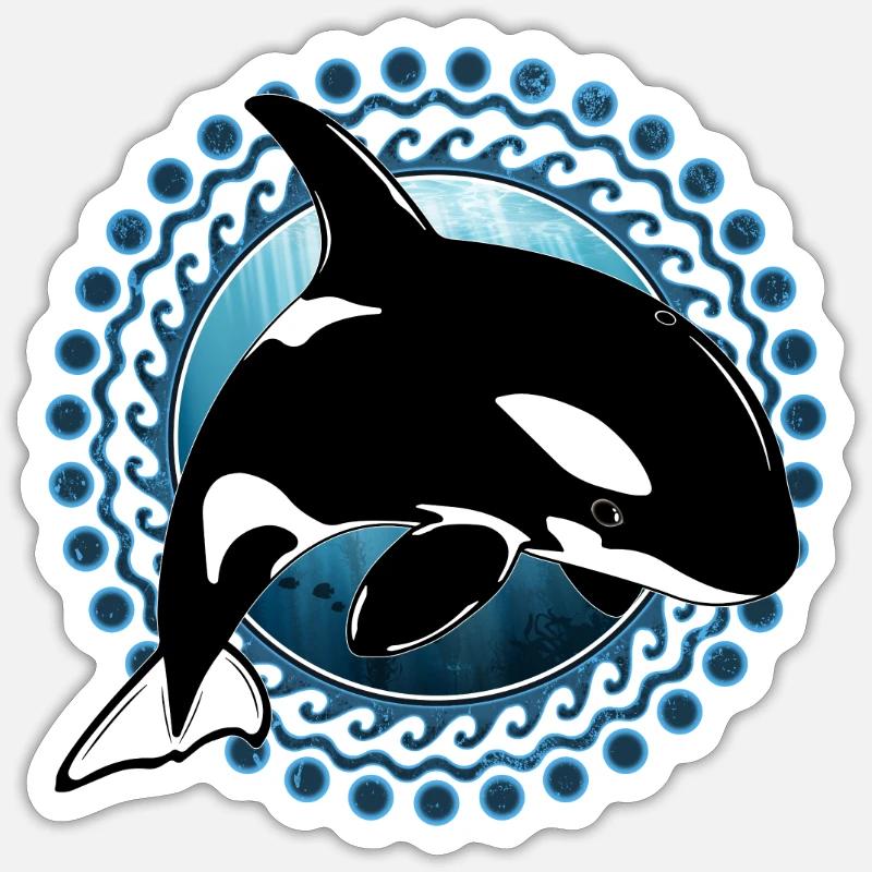 Orca Killerwal - Sticker Größe S (10 x 10 cm) - Mattweiß