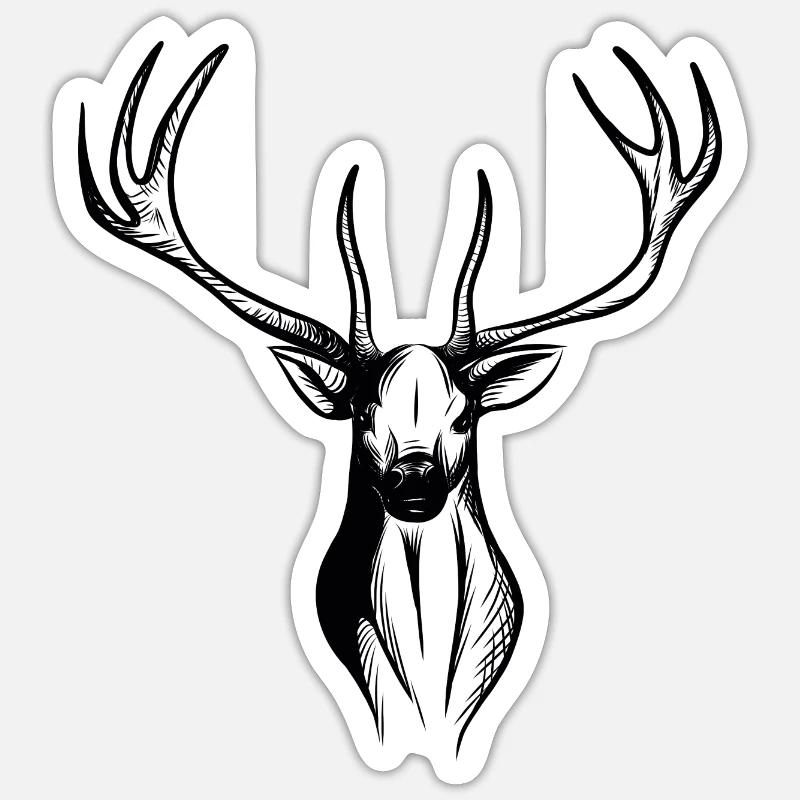 cerf - Sticker taille S (10 x 10 cm) - blanc mat
