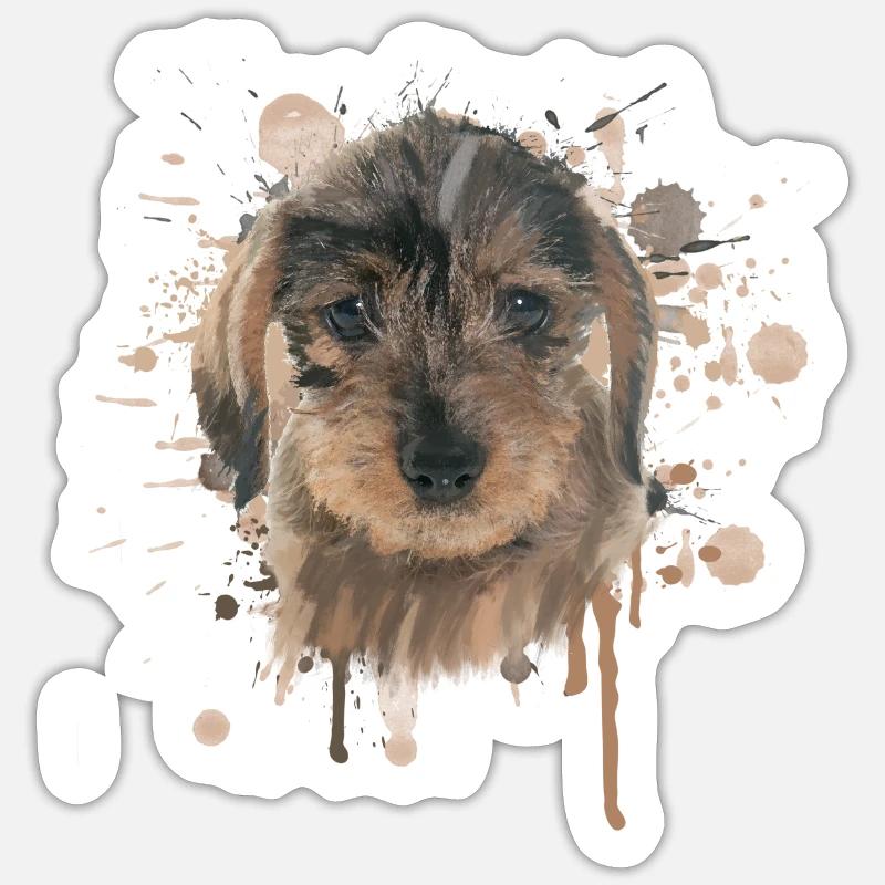 Illustration de teckel teckel teckel à poil dur Sticker taille S (10 x 10 cm)