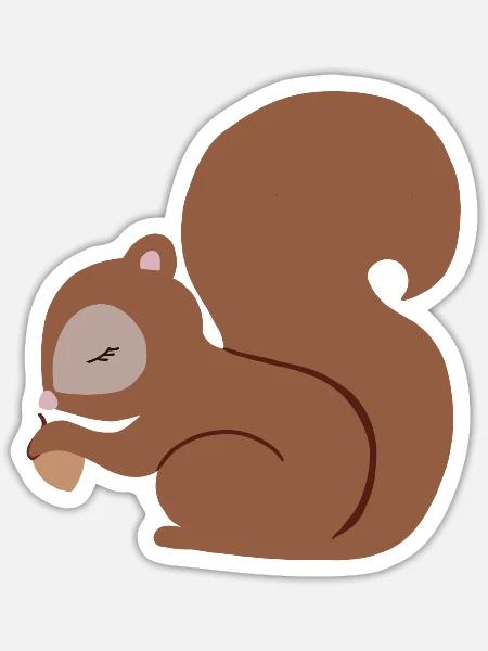 Eichhörnchen mit Eichel süß - Sticker Größe S (10 x 10 cm) - Mattweiß