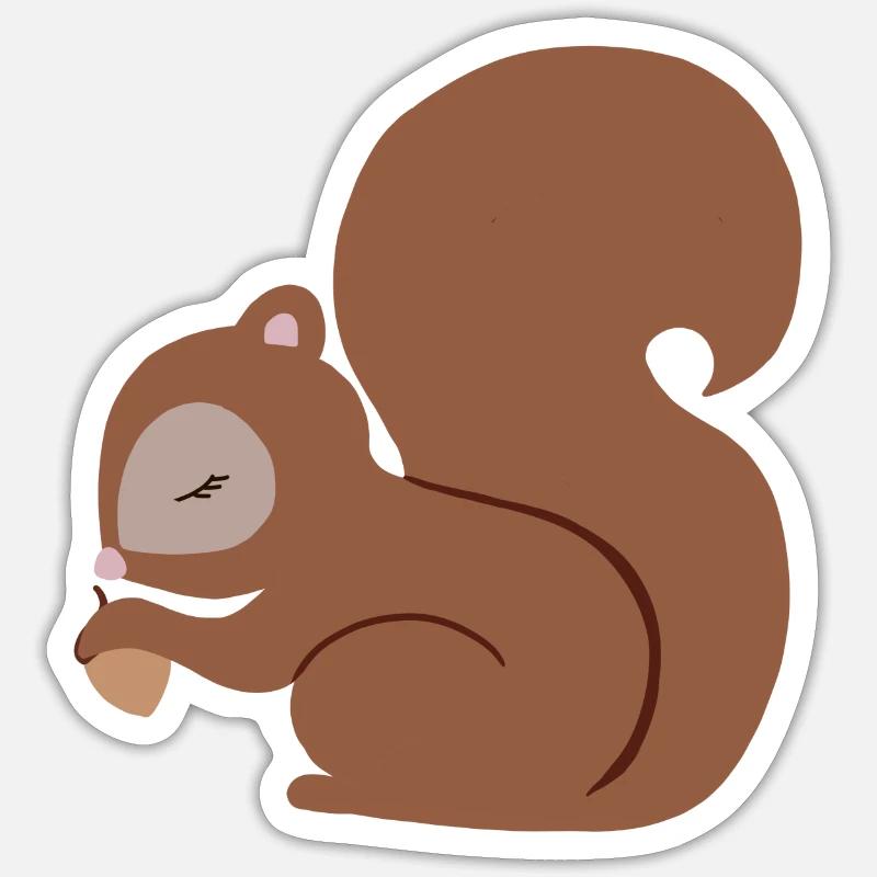 Eichhörnchen mit Eichel süß - Sticker Größe S (10 x 10 cm) - Mattweiß