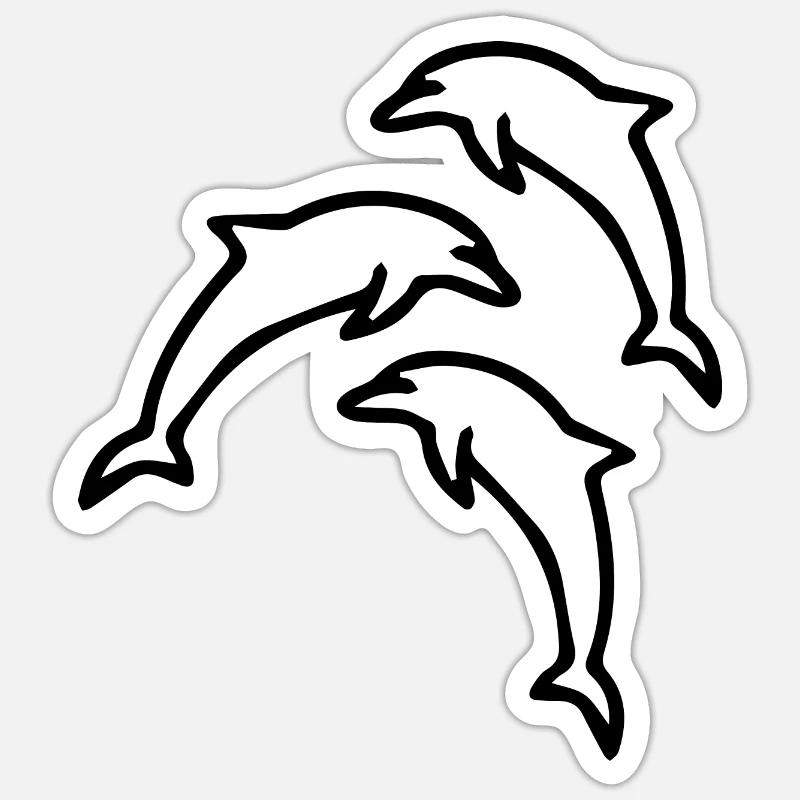 Dolphin dolphins - Sticker size S (10 x 10 cm) - white matte