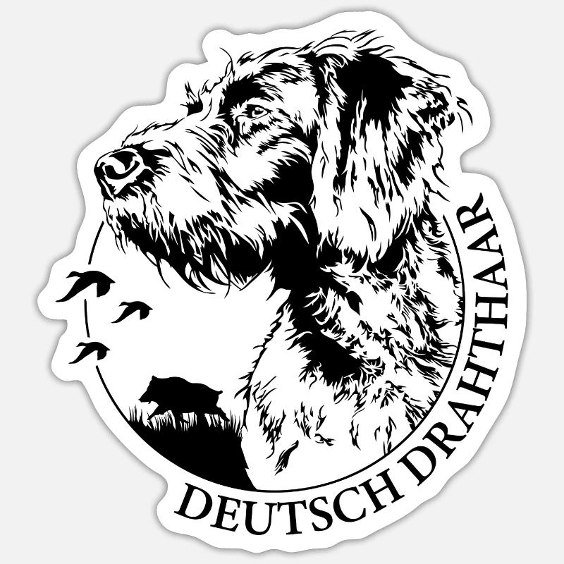 DEUTSCH DRAHTHAAR Wilsigns Jagdhund Jagdhunde Sticker Größe S (10 x 10 cm)
