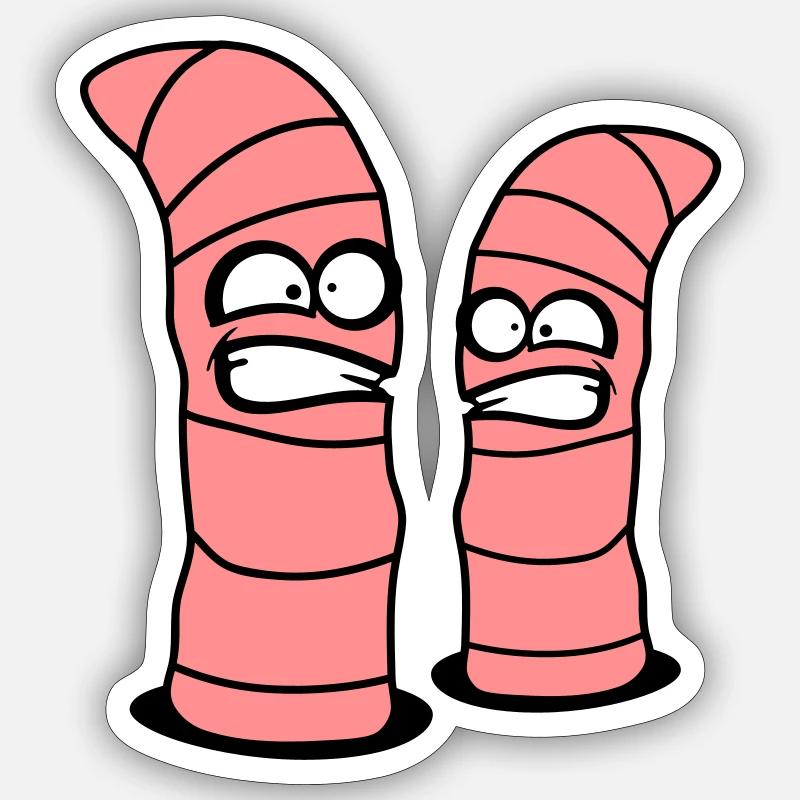 2 vers fous - Sticker taille S (10 x 10 cm) - blanc mat
