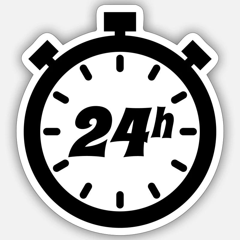 24 Stunden - Sticker Größe S (10 x 10 cm) - Mattweiß