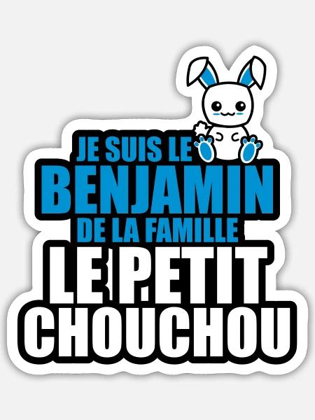 je suis le benjamin de la famille - Sticker taille S (10 x 10 cm) - blanc mat