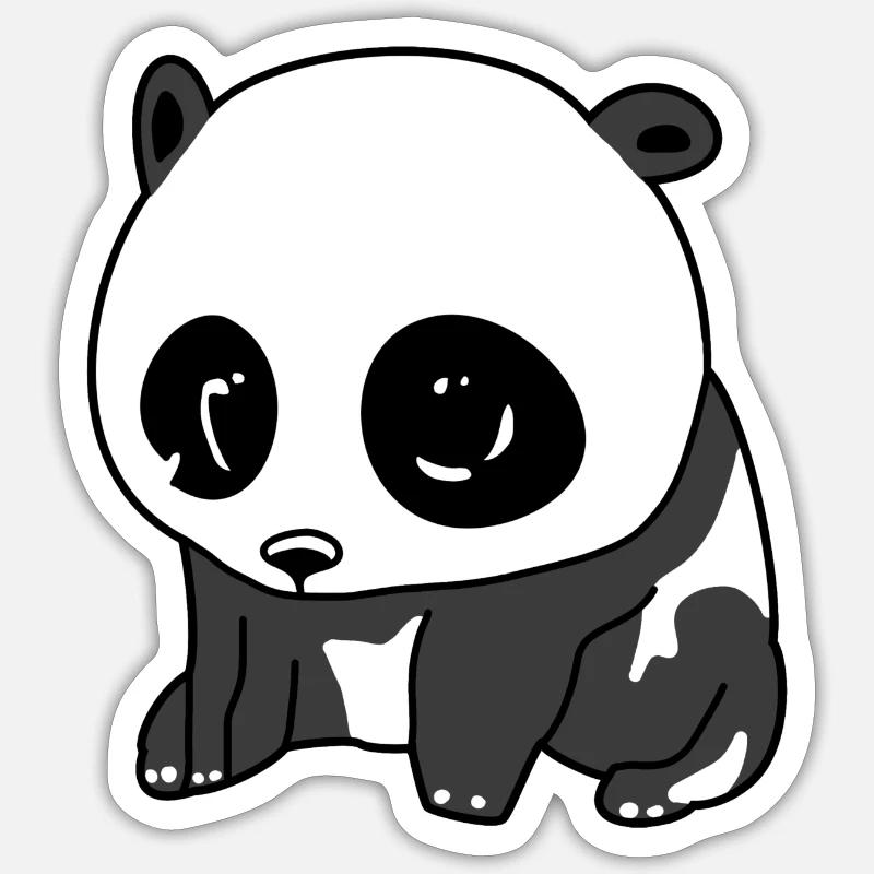 Panda triste - Sticker taille S (10 x 10 cm) - blanc mat