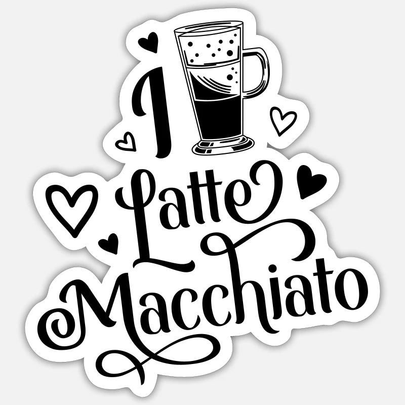 Ich Liebe Latte Macchiato Kaffee - Sticker Größe S (10 x 10 cm) - Mattweiß