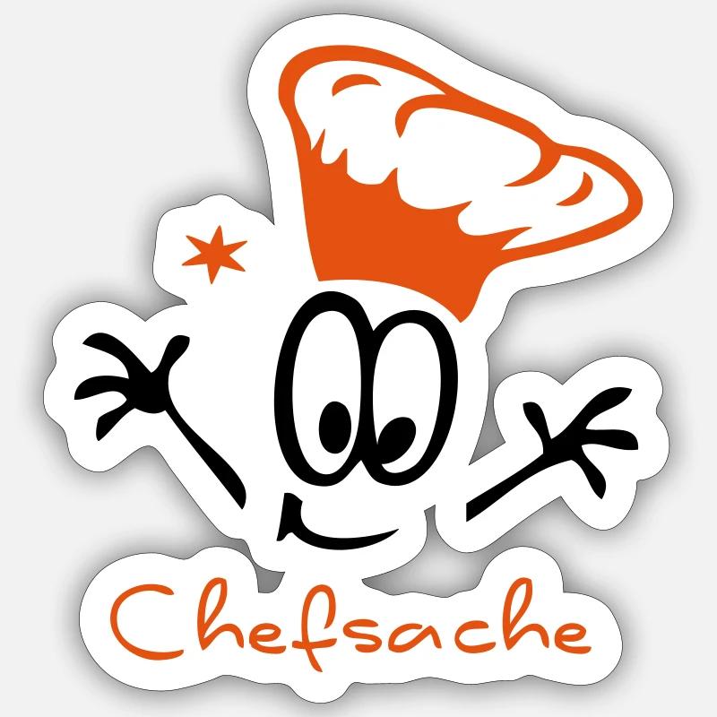 Koch, Chefkoch, grillen, Comic - Sticker Größe S (10 x 10 cm) - Mattweiß