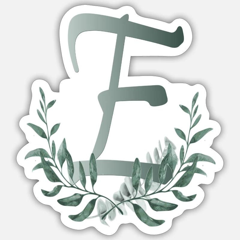 Letter E with plants - Sticker size S (10 x 10 cm) - white matte