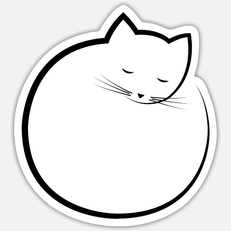 chat endormi Sticker taille S (10 x 10 cm)
