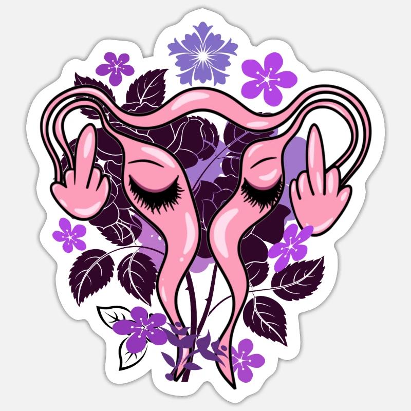 Fleurs Utérus Pro-Choix - Sticker taille S (10 x 10 cm) - blanc mat