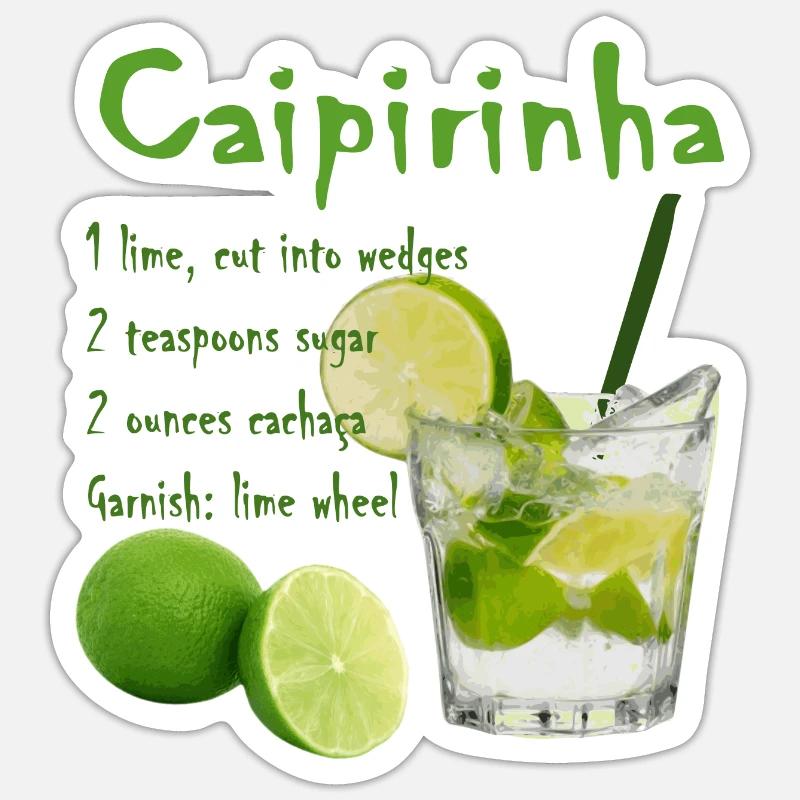 Cocktail Caipirinha - Sticker taille S (10 x 10 cm) - blanc mat