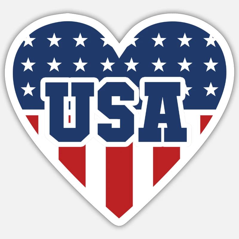 Usa Heart - Sticker taille S (10 x 10 cm) - blanc mat