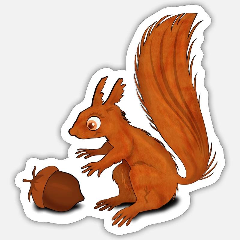 Squirrel with Nut - Sticker size S (10 x 10 cm) - white matte
