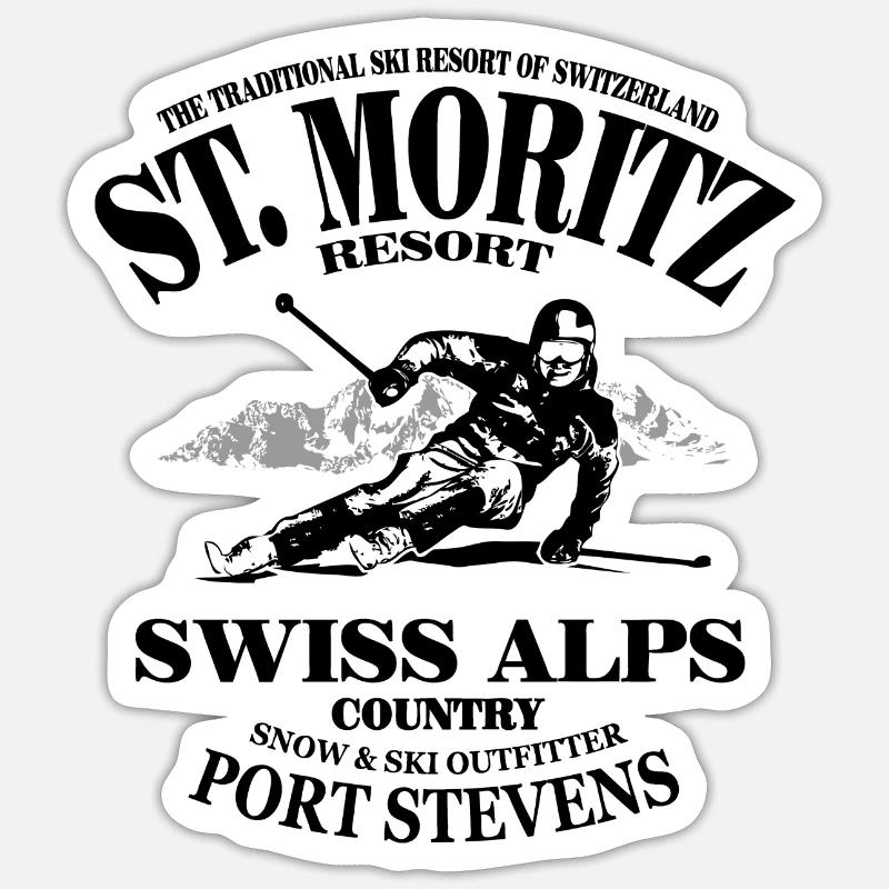 St. Moritz - Sankt Moritz - Ski alpine - Skifahrer Sticker Größe S (10 x 10 cm)