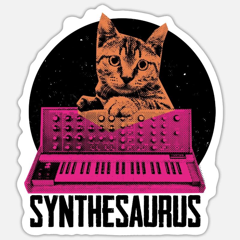Synthesizer Analog Modular Vintage Retrowave - Sticker Größe S (10 x 10 cm) - Mattweiß