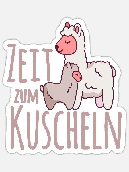 Zeit zum Kuscheln Schaf mit Lamm - Sticker Größe S (10 x 10 cm) - Mattweiß