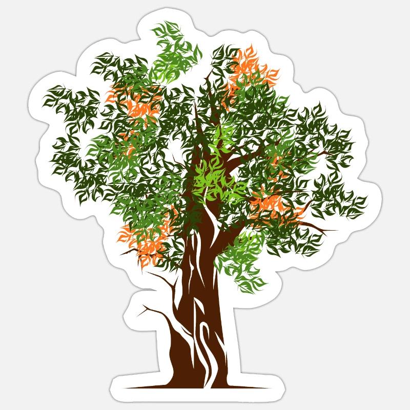 nature trees trees tree forest colors autumn spring - Sticker size S (10 x 10 cm) - white matte