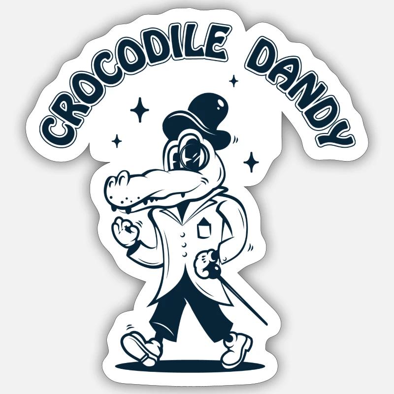Crocodile dandy - Sticker taille S (10 x 10 cm) - blanc mat